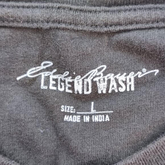 Eddie Bauer Legend Wash T-shirt men's size L green long sleeve button up neck - Picture 5 of 12